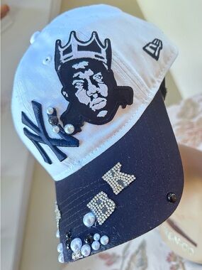 Upcycled New York yankee biggie inspired Embellished snap back Cap
